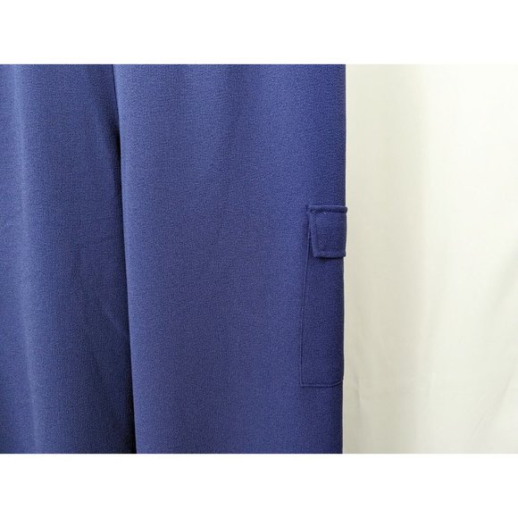 Linea Louis Dell'Olio Pants Blue Regular Gauze Crepe Cargo Misses Size M - Picture 3 of 7
